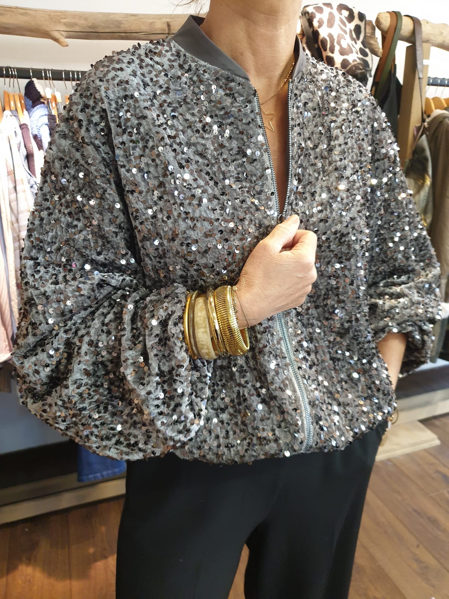 Blouson Zippé Dixie à Paillettes